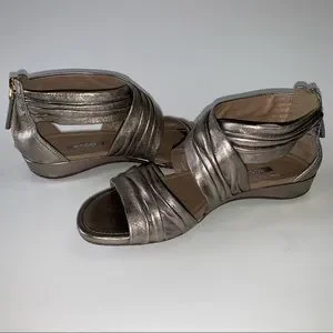 Ecco Shoes Ecco Light Gold Bouillon Back Zip Sandals Poshmark